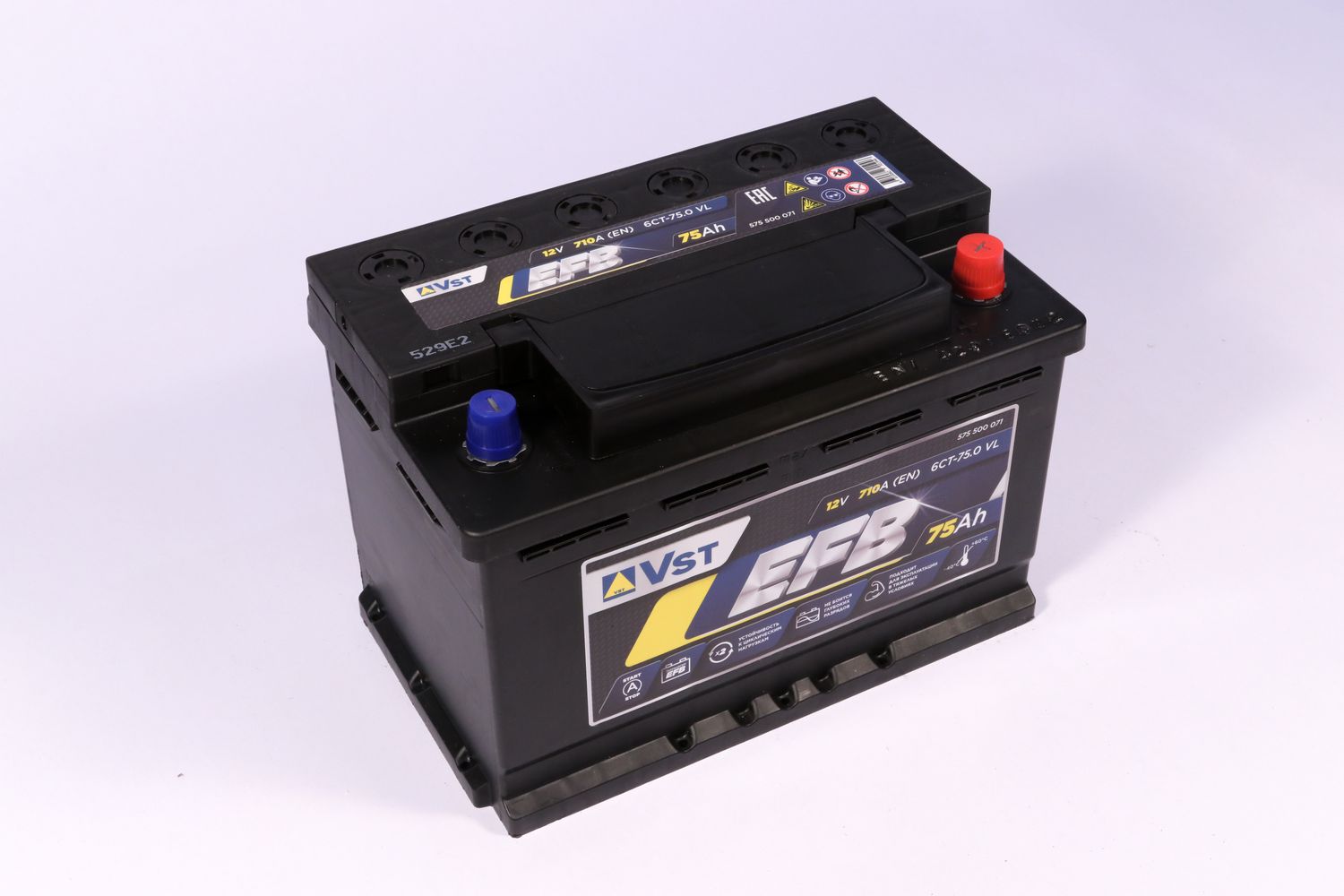 Аккумулятор VST EFB 75A/ч 12V 710А (278x175x190) обрат. п.